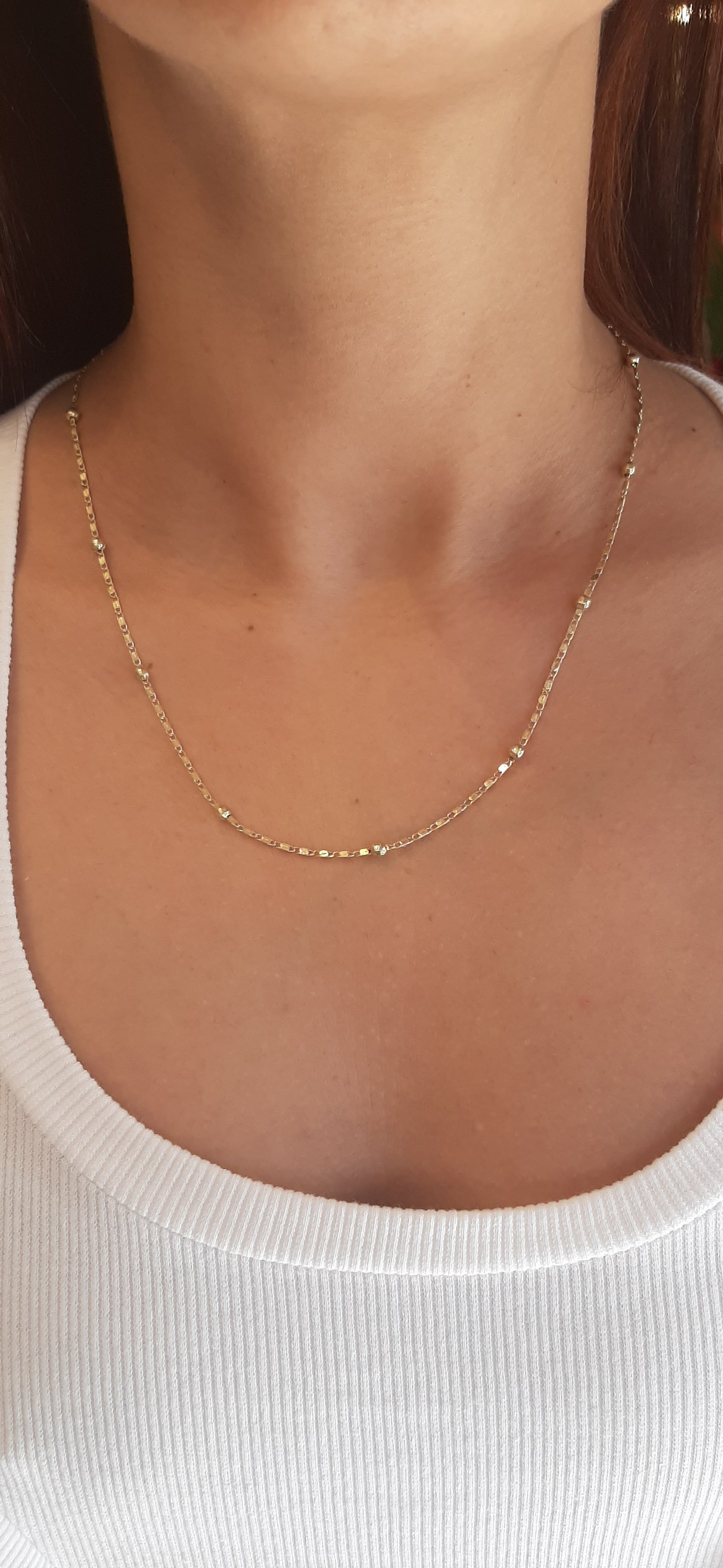 BJ - Collana sottile con palline - brass