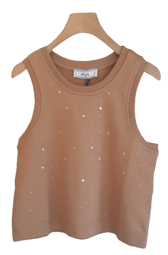 JJ - Canotta garzata con strass - cammello CN086