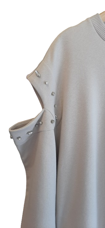 JJ - Felpa girocollo cut out sulla manica - gesso/burro P070