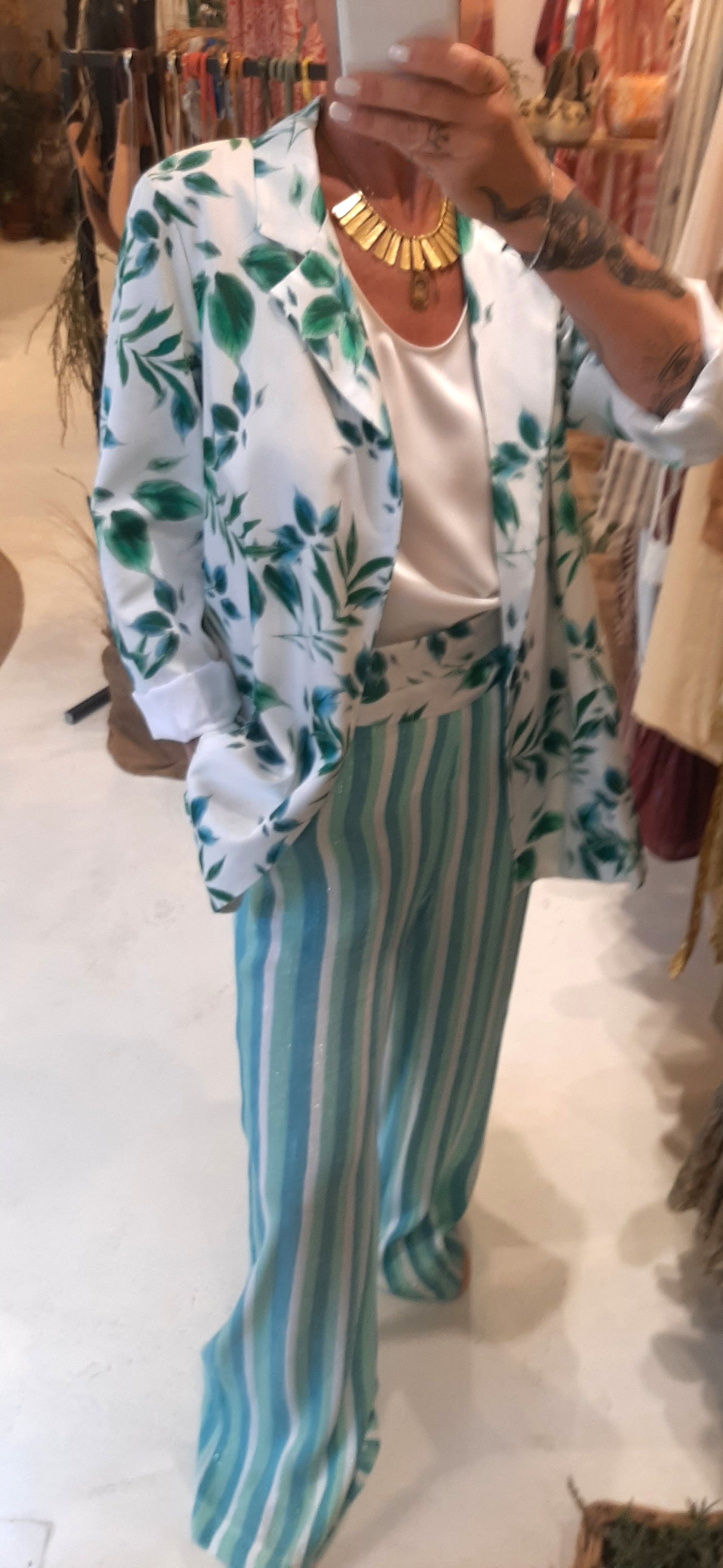 PF - Pantaloni misto lino - green 5421009