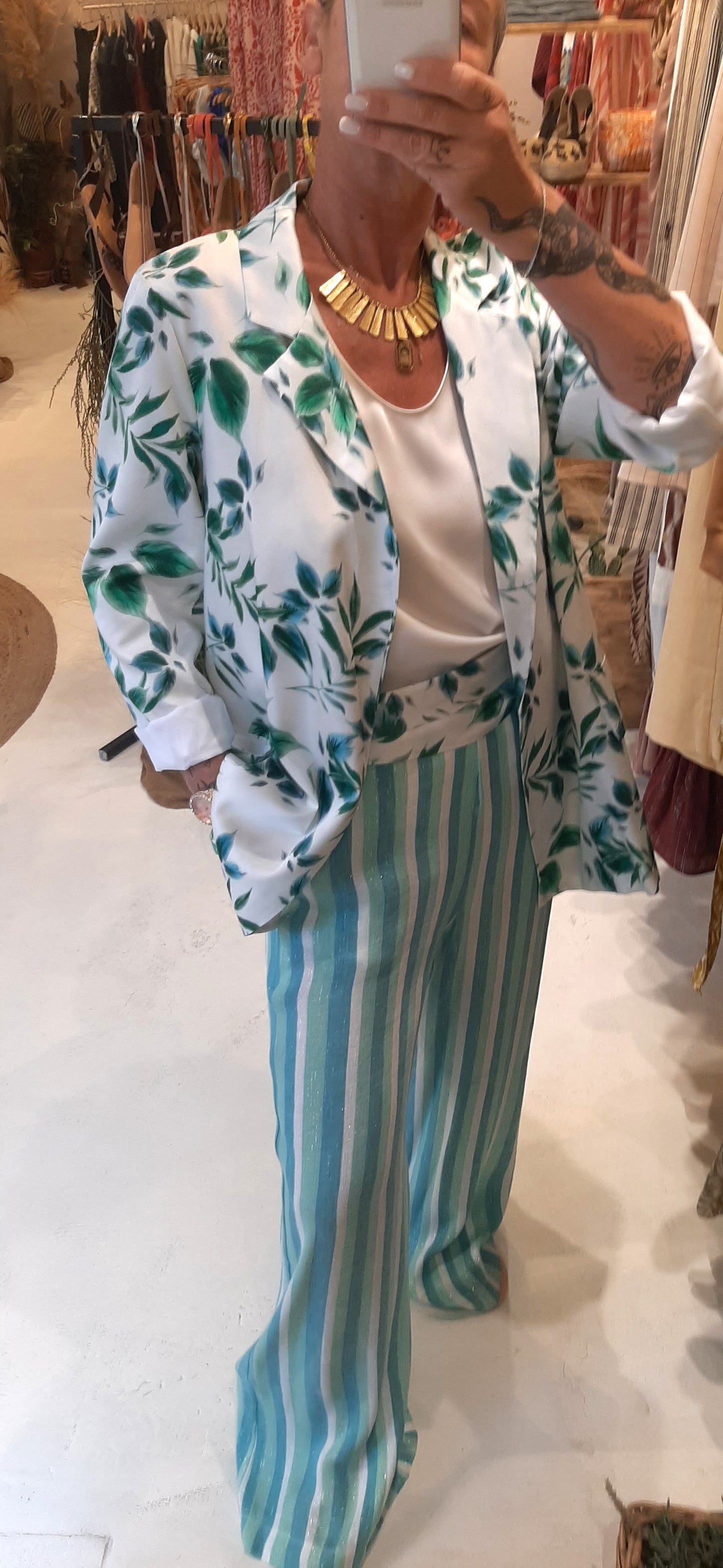 PF - Pantaloni misto lino - green 5421009