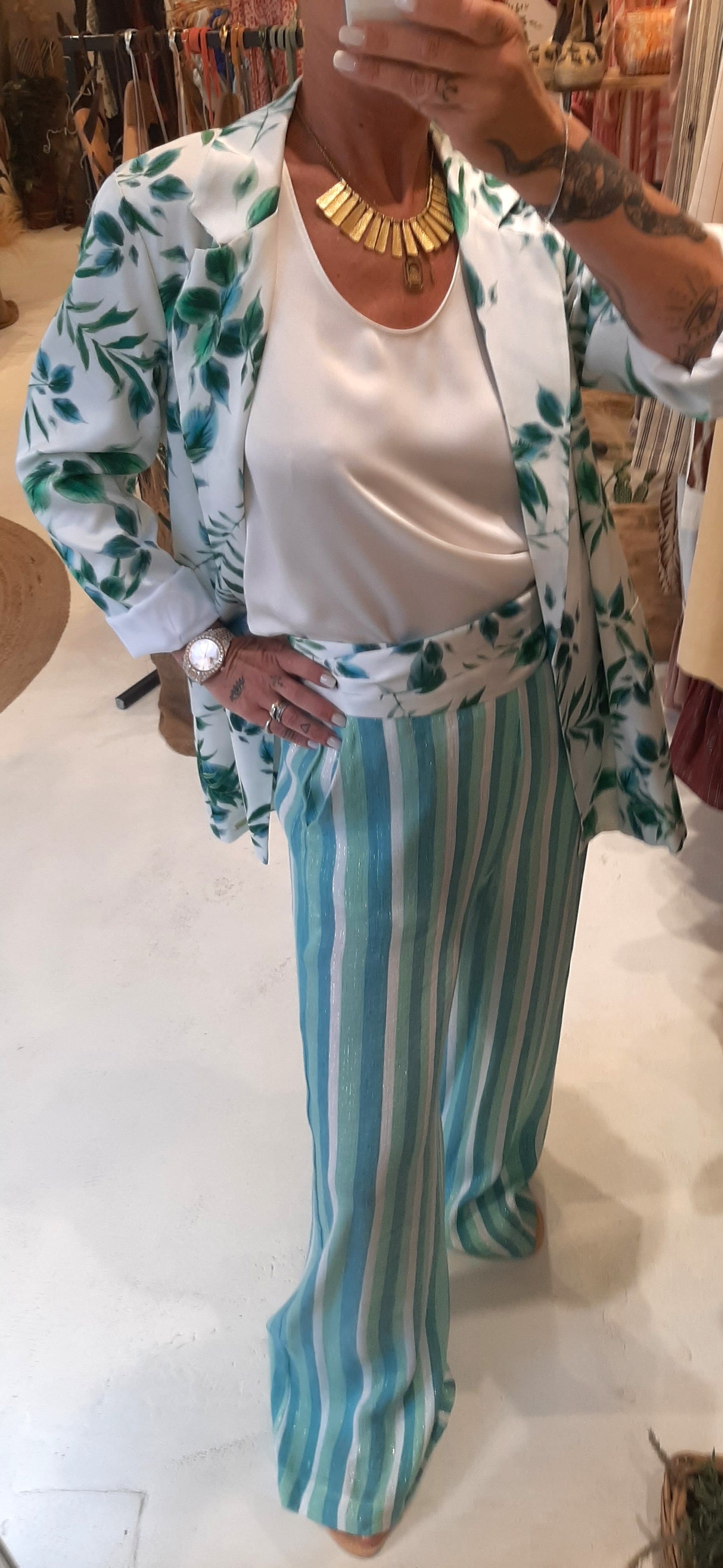 PF - Pantaloni misto lino - green 5421009