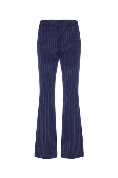 SOALLURE - Pantalone slim gessato - blu D66030