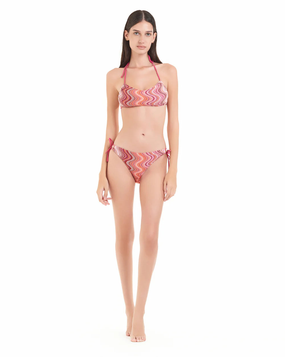 CT - Bikini fascia in maglia crochet a onde - fluid rosa 0064