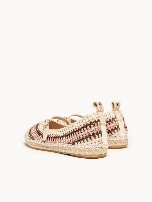 AH - Espadrillas punta quadrata crochet - cioccolato/ecru/rosa