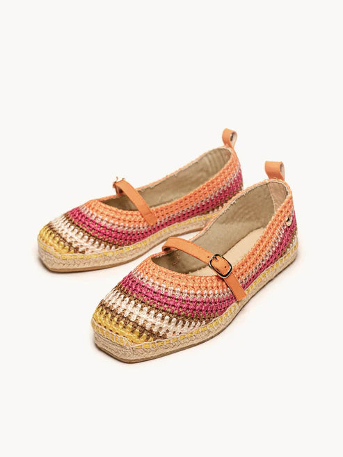 AH - Espadrillas punta quadrata crochet - arancio/giallo/marrone/ecru/fuxia