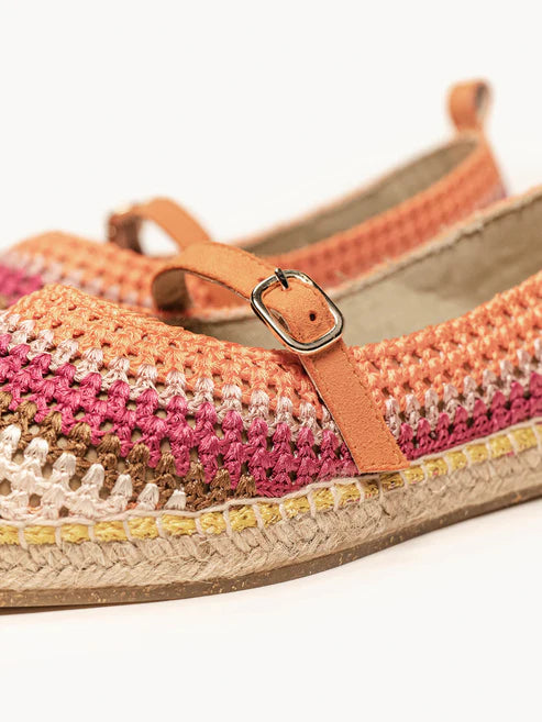 AH - Espadrillas punta quadrata crochet - arancio/giallo/marrone/ecru/fuxia