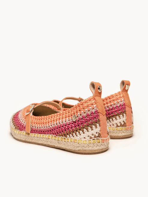 AH - Espadrillas punta quadrata crochet - arancio/giallo/marrone/ecru/fuxia