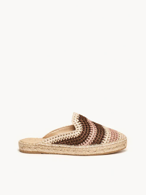 AH - Espadrillas piatta crochet - marrone/ecru/rosa