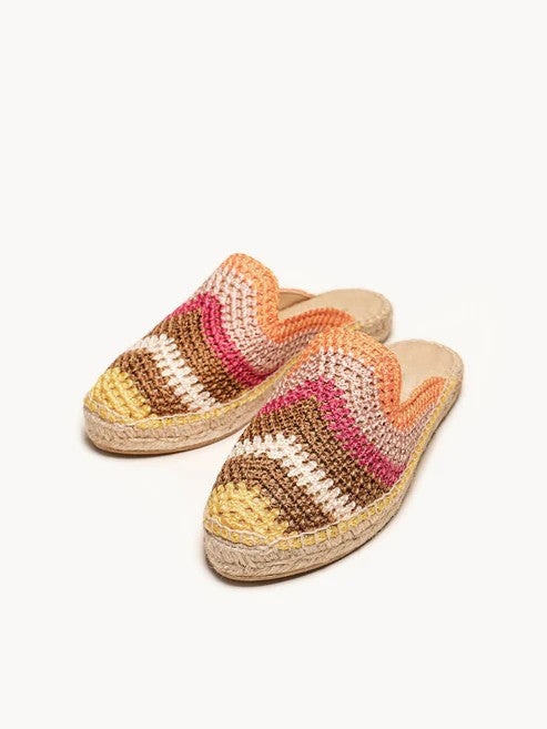 AH - Espadrillas piatta in crochet - arancio/rosa/fuxia/giallo/marrone