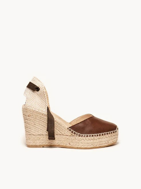 AH - Espadrillas con zeppa alta - pelle marrone scuro