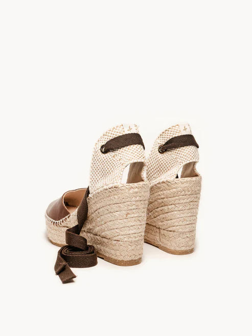 AH - Espadrillas con zeppa alta - pelle marrone scuro