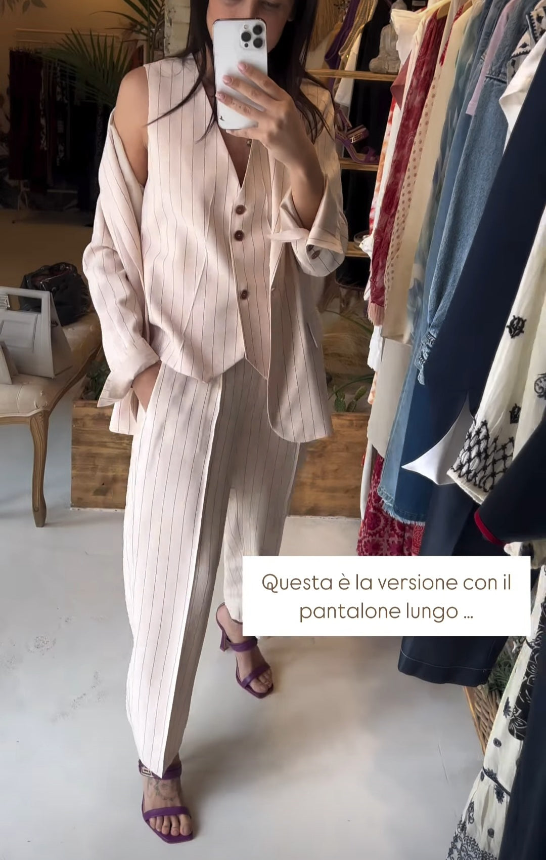 KK - Pantaloni rigati con alamari - burro/bruciato K1033/03