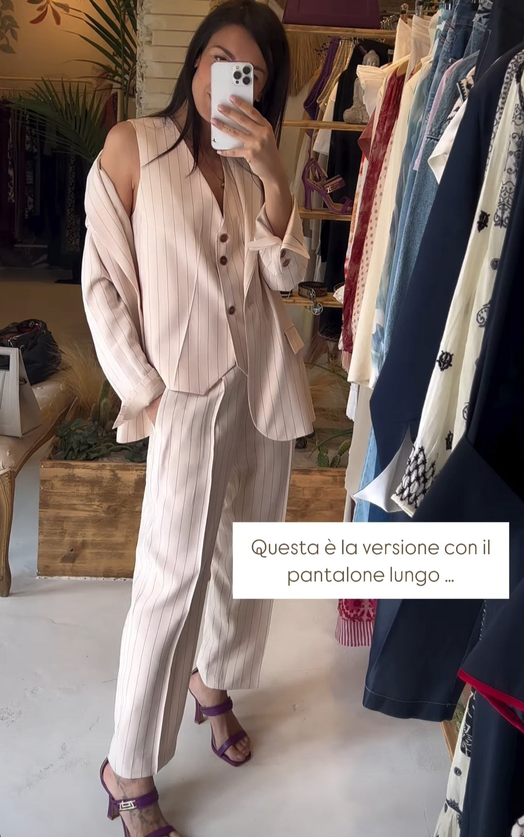 KK - Pantaloni rigati con alamari - burro/bruciato K1033/03