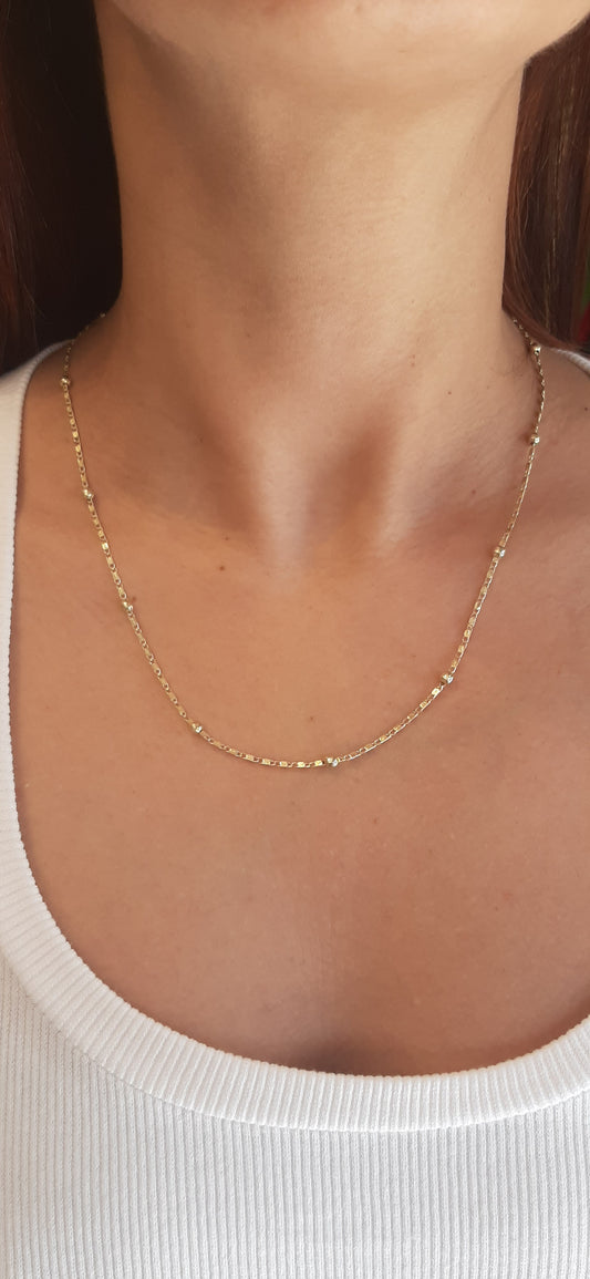 BJ - Collana sottile con palline - brass