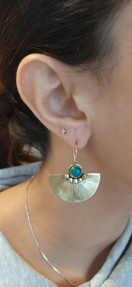 BJ - Orecchini a ventaglio con turchese - brass