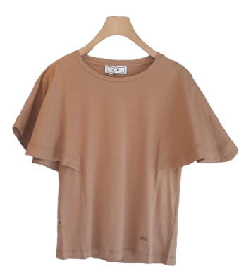 JJ - Tshirt girocollo con manica a farfalla - cammello TS065