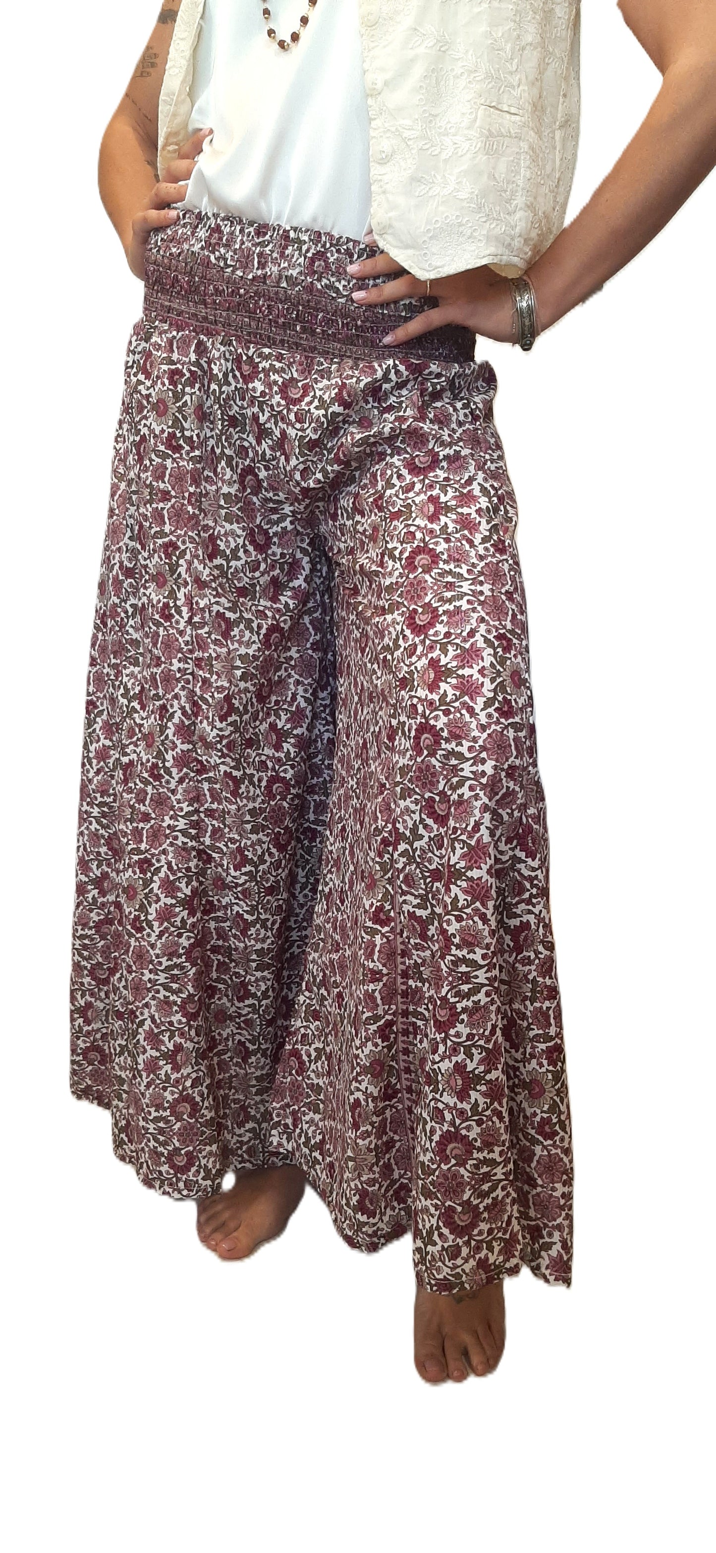 ND - Pantagonna con elastico ampio - micro flower pachamama