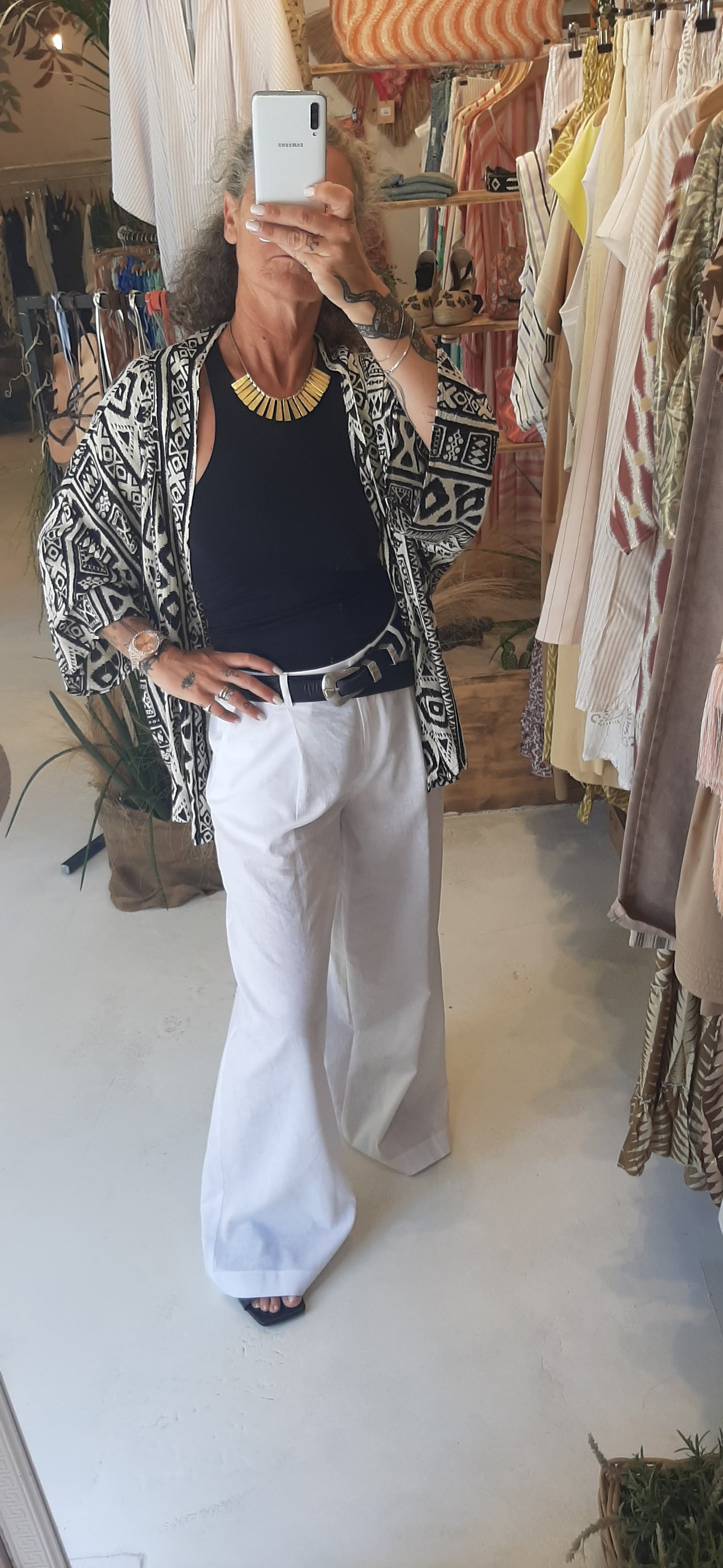 JJ - Pantalone in misto lino - bianco PA324