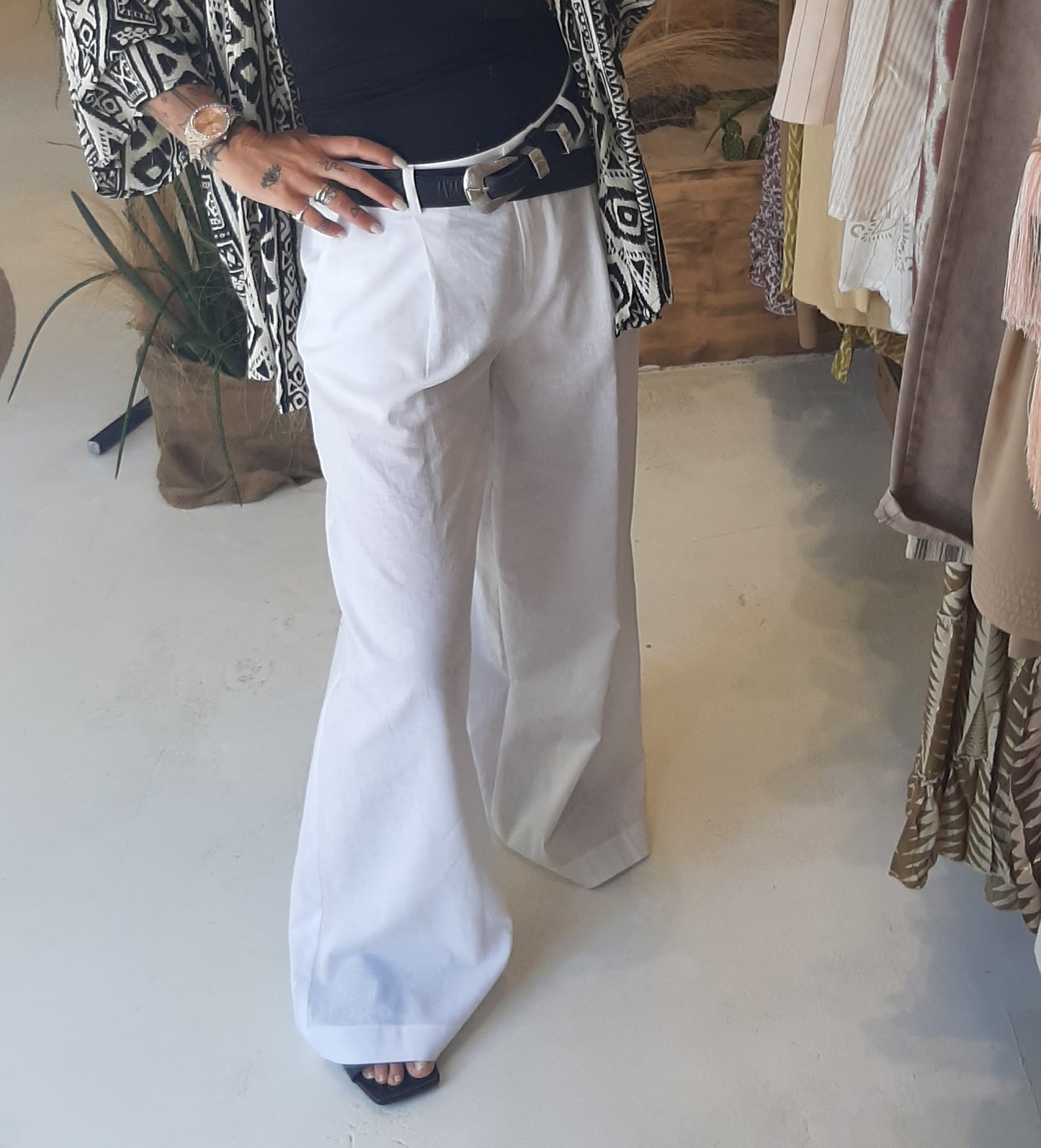 JJ - Pantalone in misto lino - bianco PA324