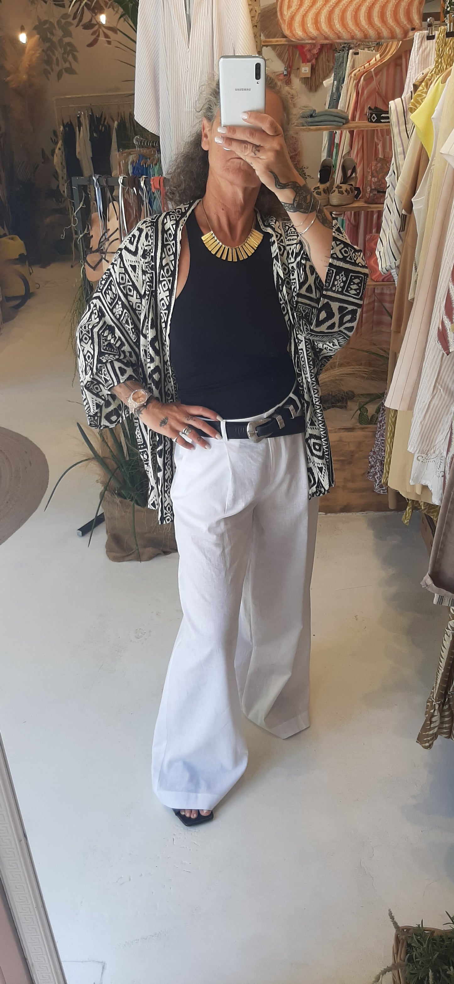JJ - Pantalone in misto lino - bianco PA324