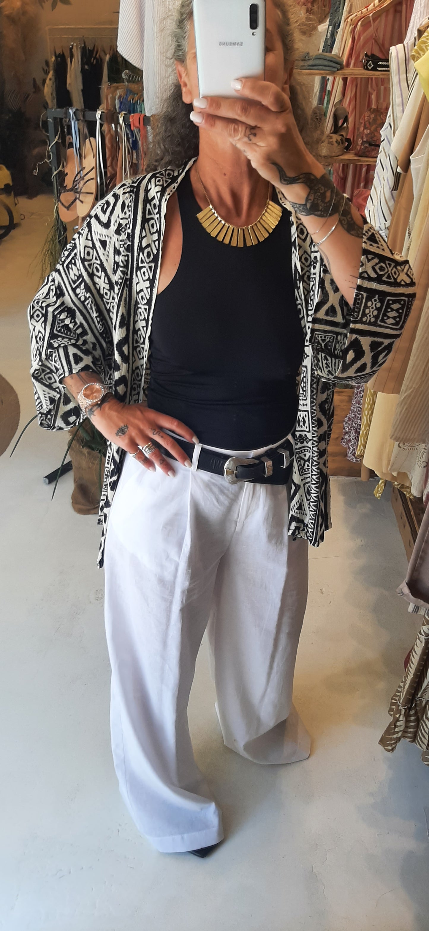 JJ - Pantalone in misto lino - bianco PA324