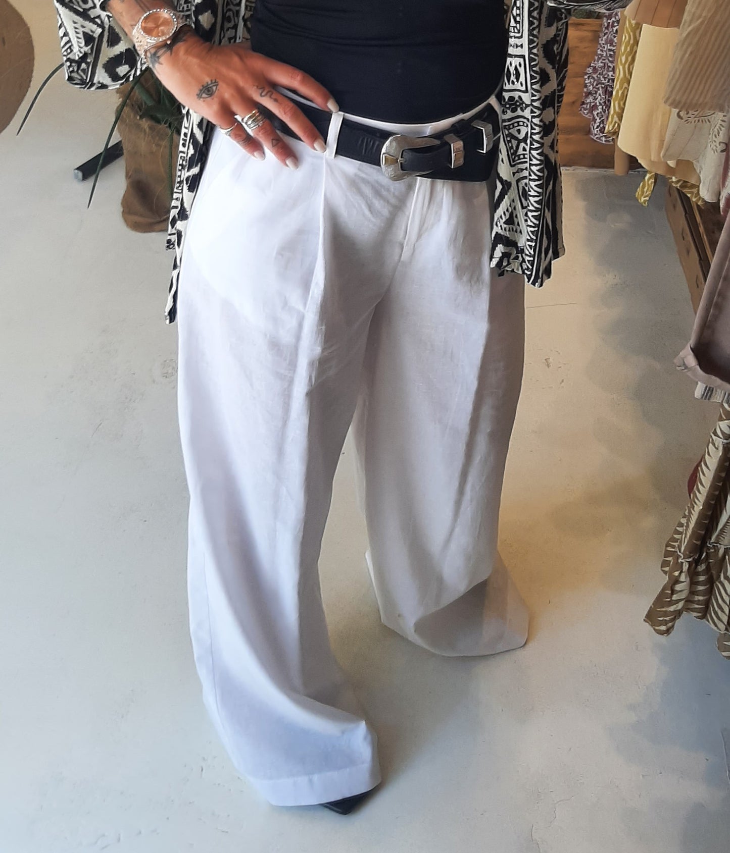 JJ - Pantalone in misto lino - bianco PA324
