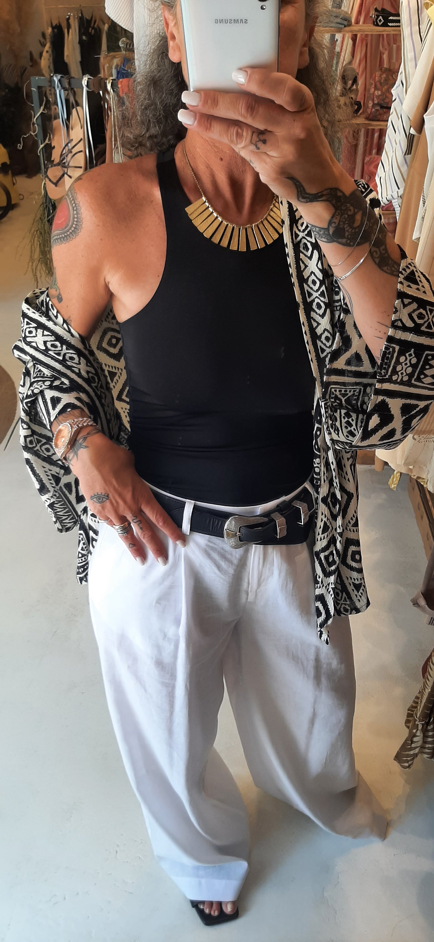 JJ - Pantalone in misto lino - bianco PA324