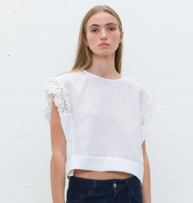 JJ - Blusa romantica - bianco BL306
