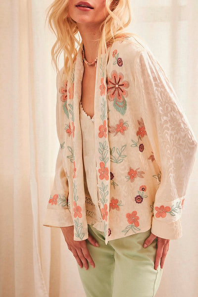 GYPSY - Kimono corto a fiori - avorio ASTEM
