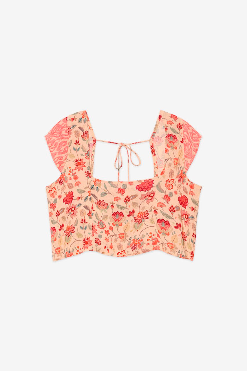 GYPSY - Crop top stampato - fuscia PERSEFONE