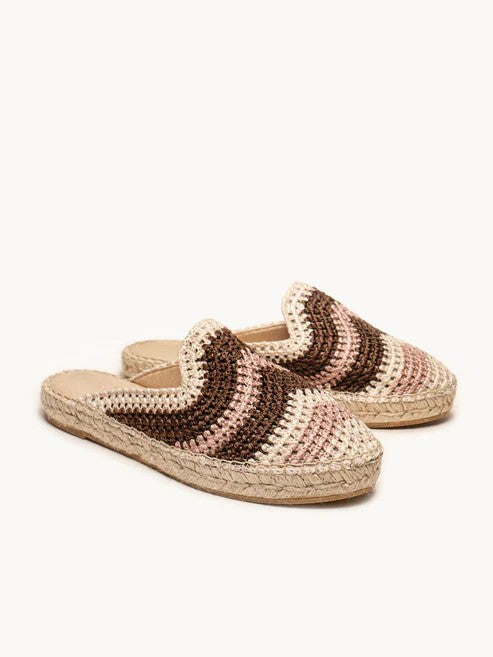AH - Espadrillas piatta crochet - marrone/ecru/rosa