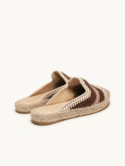 AH - Espadrillas piatta crochet - marrone/ecru/rosa