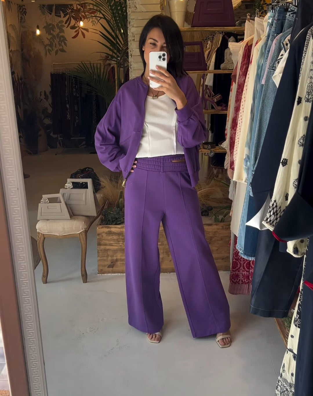 JJ - Felpa garzata con zip - viola FP084