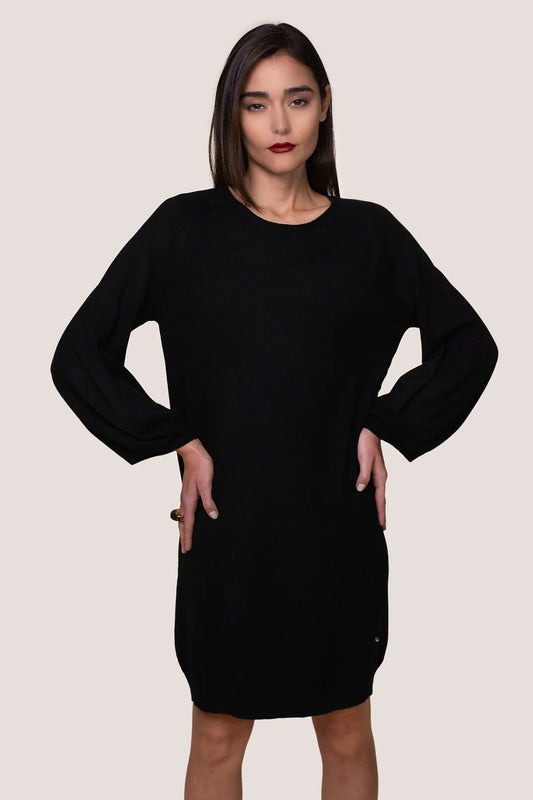 WW - Abito in maglia con manica raglan a palloncino - nero 19151