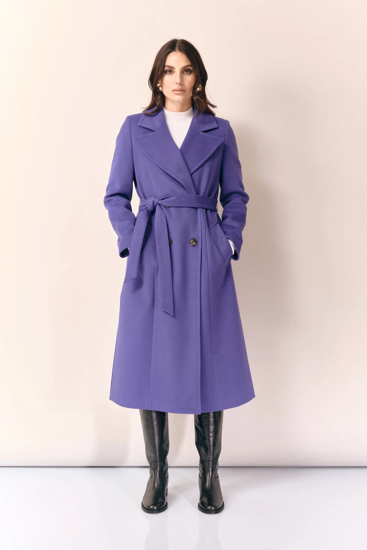 WW - Cappotto doppiopetto con spacchi – viola 19405