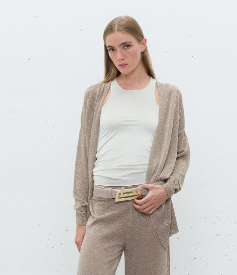 JJ - Cardigan in maglia filo lurex - gesso MK018
