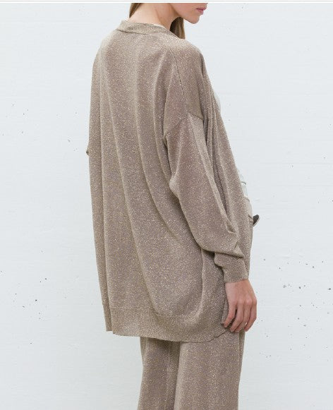 JJ - Cardigan in maglia filo lurex - gesso MK018