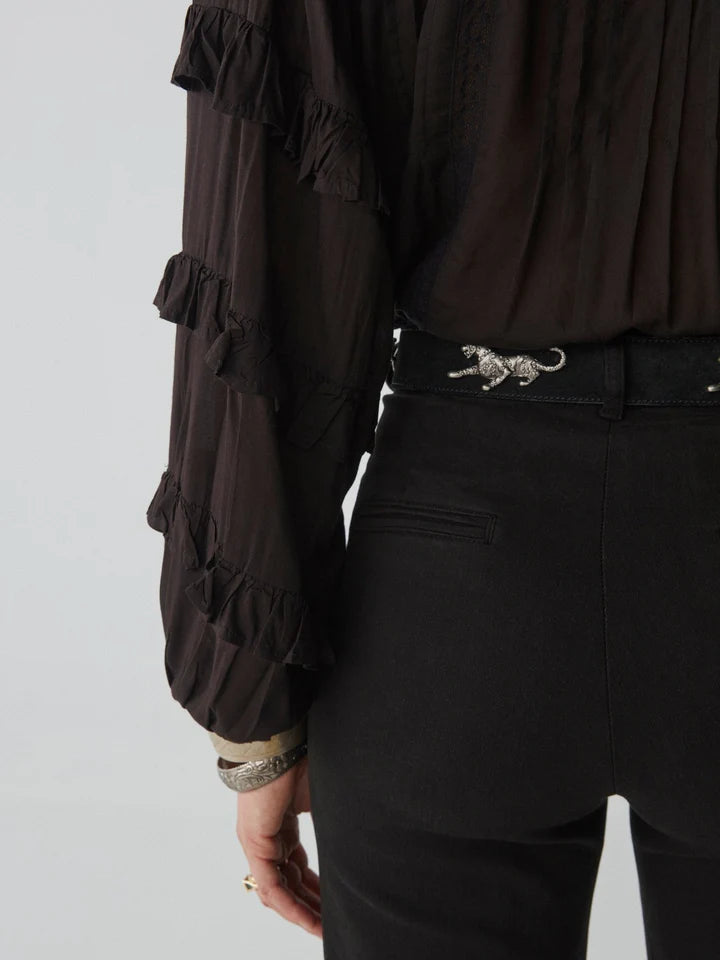 MH - Blusa Florence con volant - nero