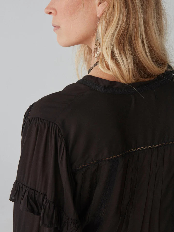 MH - Blusa Florence con volant - nero