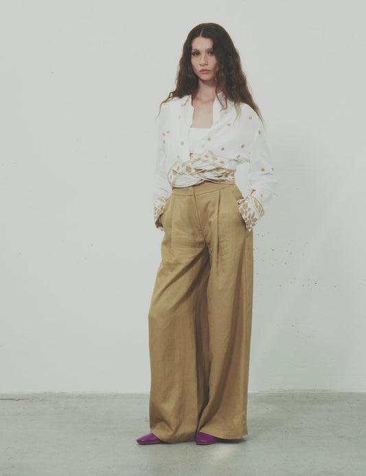 JJ - Pantalone a palazzo - biscotto PA206